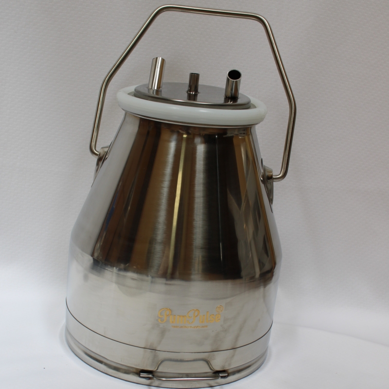 Stainless Steel Milk Bucket, 15 liter capacity, w/SS lid & Silicone liner, Good for Cow and Goat milking 