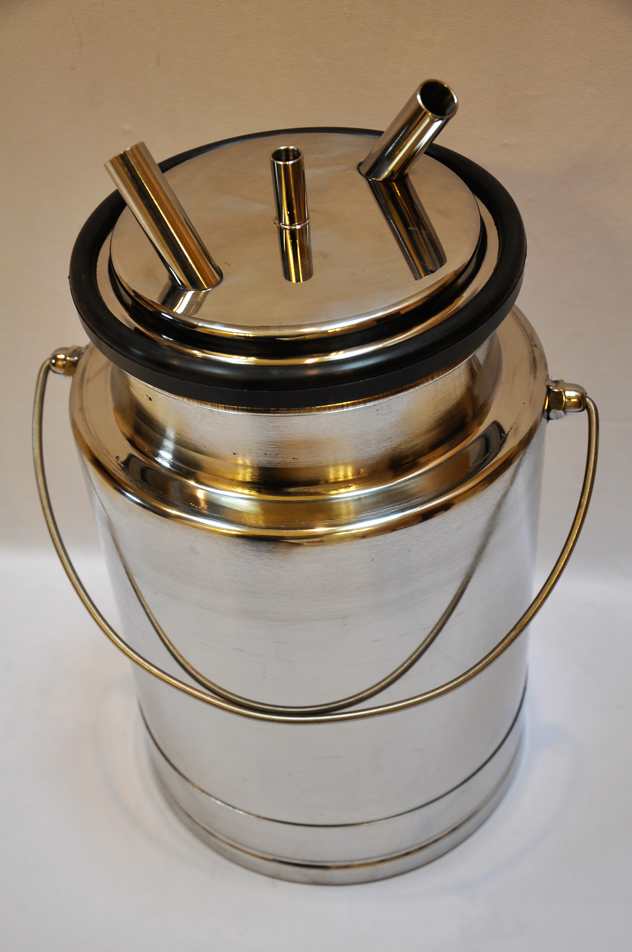 Milker Bucket with Lid and Liner: 10 Liter SS Bucket with SS lid and Heavy Duty Rubber Liner for cow or goat milking