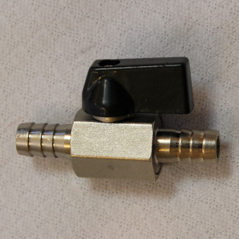 Hand Valve, Ball Valve, Straight Connection 3/8 inch Barbed hose connectors, Zinc/brass/steel Based Rust-free