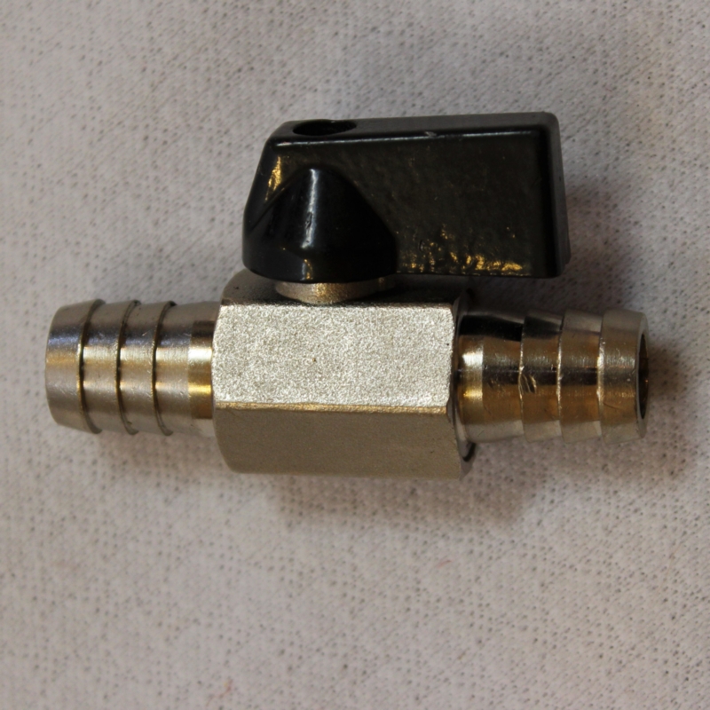Hand Valve, Ball Valve, Straight Connection 1/2 inch Barbed hose connectors, Zinc/brass/steel Based Rust-free