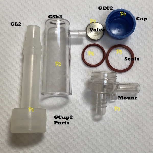 GEC2: Replacement part. cup end piece for goat cluster, mounting with hand valve, plastic.