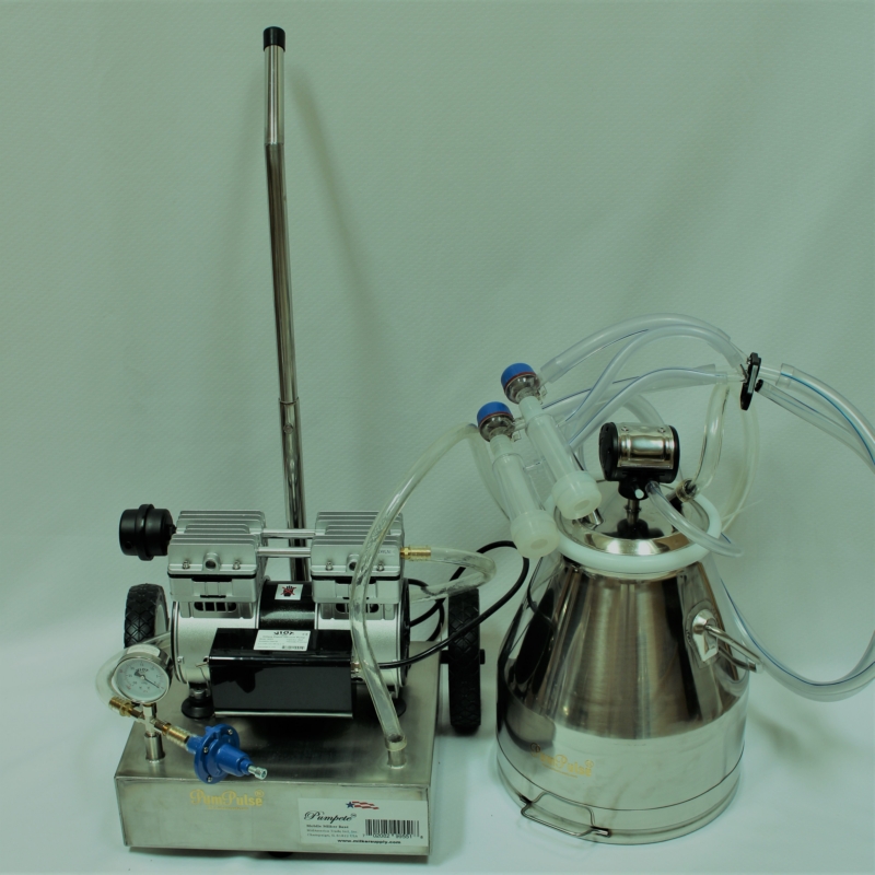 Dual 2-Goat Milker Machine w/vacuum pump/15 Bucket/Automatic Claw Cluster/Pulsator/Regulator hardware Hoses