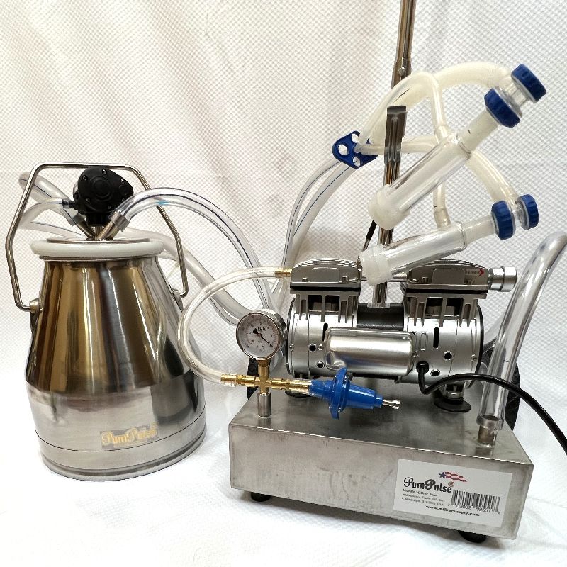 Expandible Single Goat Milker Machine with Vacuum Pump/Milker Base/15 Liter Bucket and all Components needed