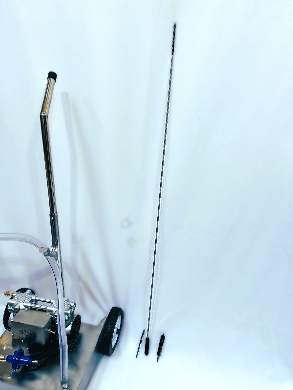 Dual-Head Milk Hose & Pulsation Line Cleaning Tool – 1m Stainless Steel Rod and Removeable Heads