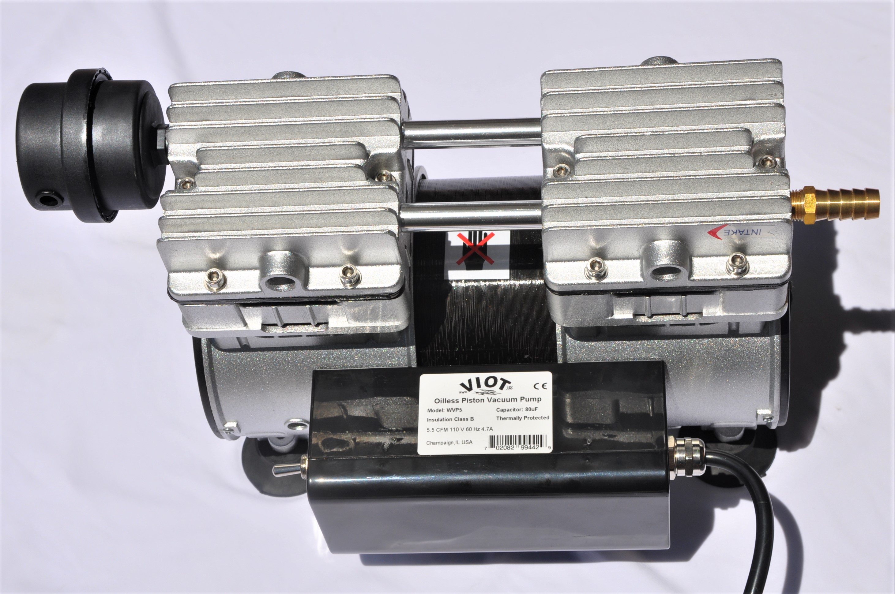 1: WVP5: Twin Piston Oil-less Vacuum Pump 5.5 CFM Good for 1 cow or dual Goat Milker Hookup Science Lab and Workshop Jobs, Add-On?